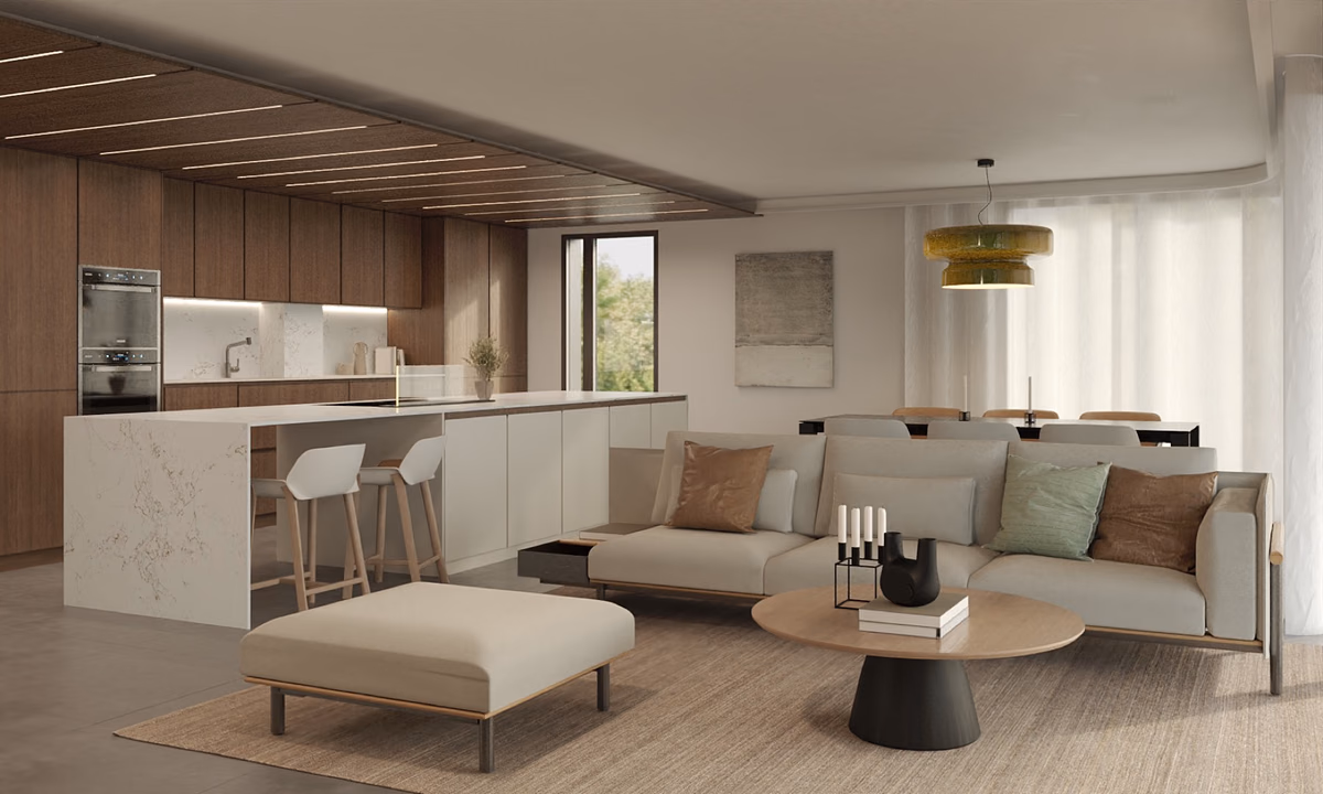 Vivienda Infinitum: interiorismo residencial con vistas al campo de golf.